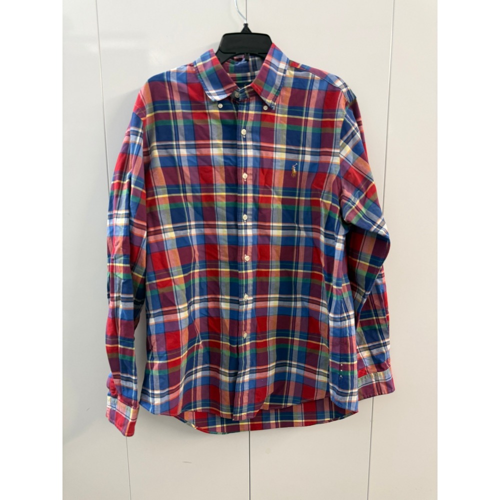 Ralph Lauren Mens Large Plaid Button Down Shirt Multicolor Long Sleeve Cotton